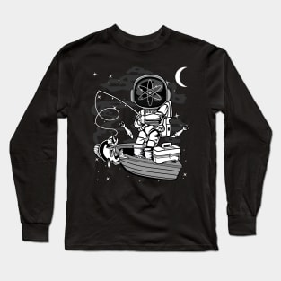 Astronaut Fishing Cosmos ATOM Coin To The Moon Crypto Token Cryptocurrency Blockchain Wallet Birthday Gift For Men Women Kids Long Sleeve T-Shirt